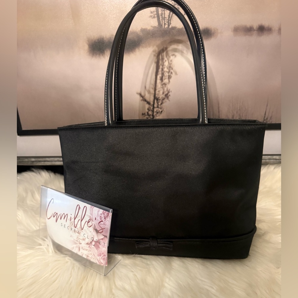 Classic Black Tote with Subtle Bow Accent